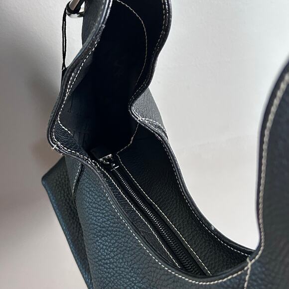 FURLA shoulder bag black baguette short top handle chrome hardware Lutetia‎ NWT - Picture 9 of 13